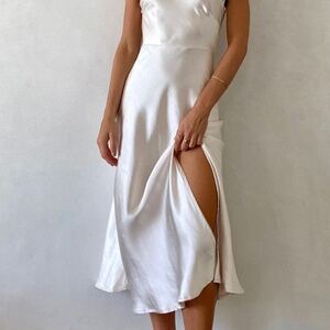 Champagne Midi Maxi Dress with Twist Back